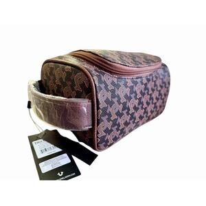 TRUE RELIGION mens toiletry bag travel Dopp kit Faux Leather Brown